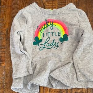 Cat & Jack Gray Long Sleeve Shirt with Rainbow Design